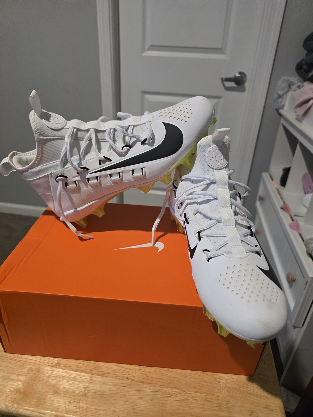 Nike Alpha Huarache 6 Elite LAX 880409 107 Lacrosse Cleats White Shoes Men 11